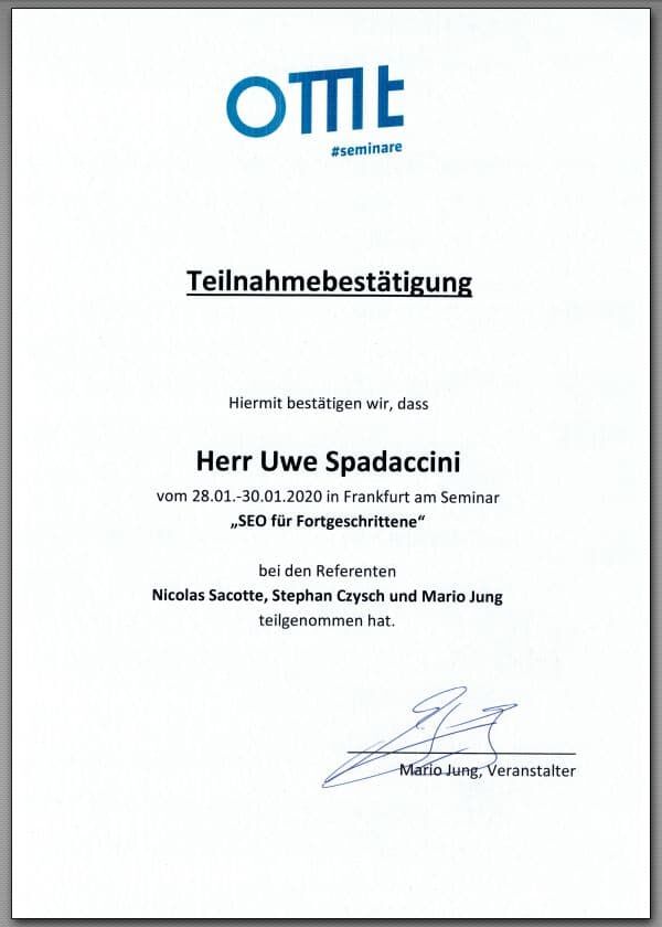 Seminarteilnahme SEO für Fortgeschrittene Seminarteilnahme SEO für Fortgeschrittene
